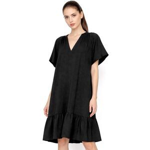 Brochu Walker Seda Flutter Sleeve Dress M Black Oversized Preppy Casual Shift